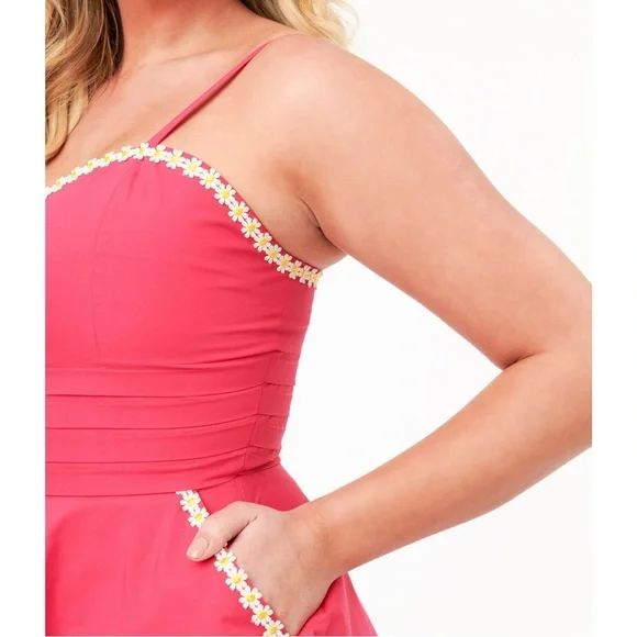 Unique Vintage Hot Pink Daisy Dress - Picture 2 of 5